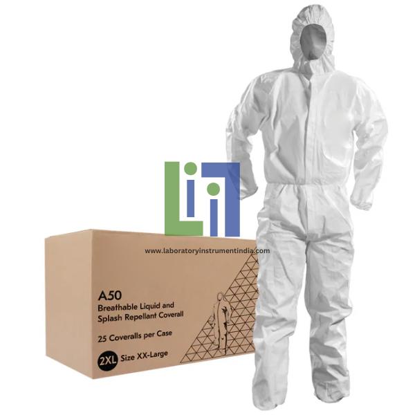 A50 Breathable Splash & Particle Protection Coveralls - Hooded / White