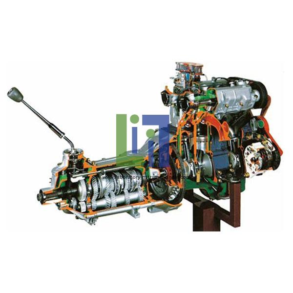 Carburettor Twin Shaft Petrol Engine With Gearbox Cutaway