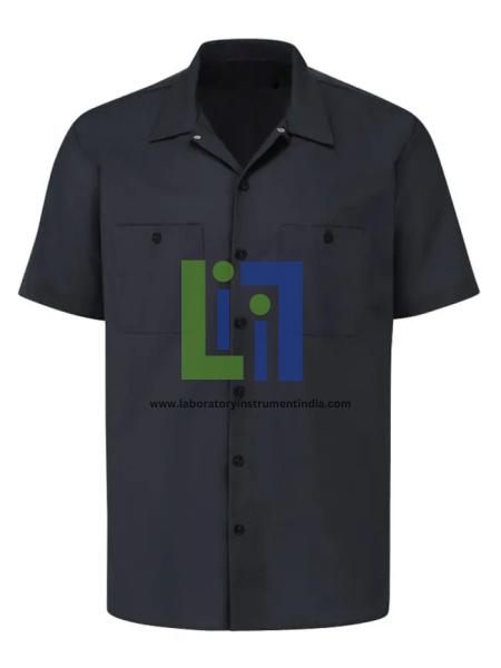 Mens Black Polyester/Cotton Short Sleeve Industrial Work Shirt
