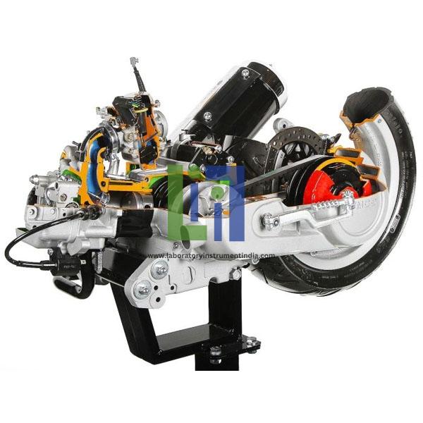 Motorcycle Four Stroke CVT Carburettor Engine Cutaway