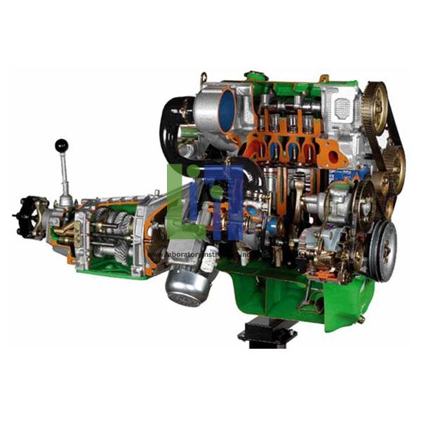 Turbo Diesel Engine For Car And Lorry With A Gearbox Cutaway