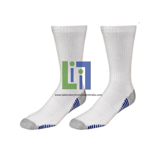 White/Blue Performance Crew Socks
