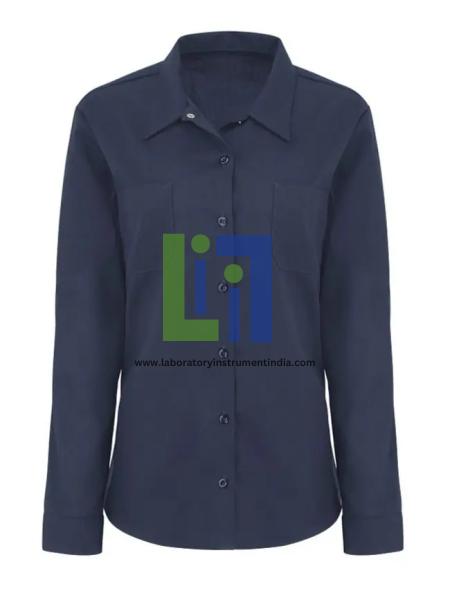 Womens Navy Long Sleeve Industrial Work Shirt